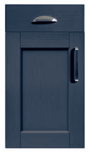 Bastille traditional kitchen door in rich navy blue with classic handle.