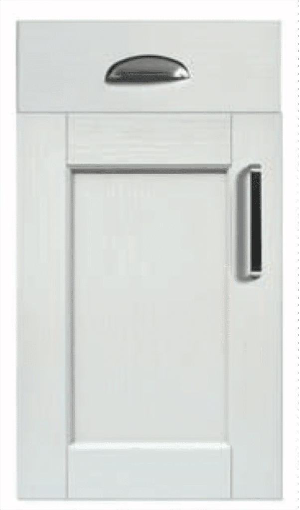 Crisp white shaker-style kitchen door with subtle detailing.