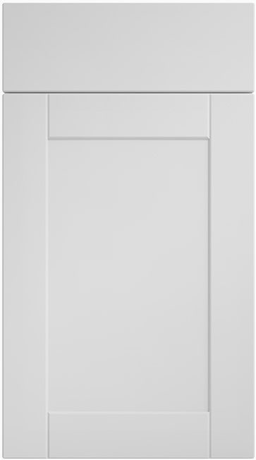White shaker-style kitchen door with subtle edge profiling.