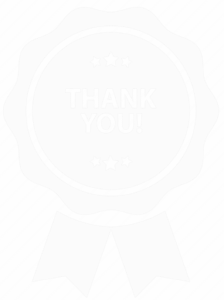 White thank you badge for customer satisfaction