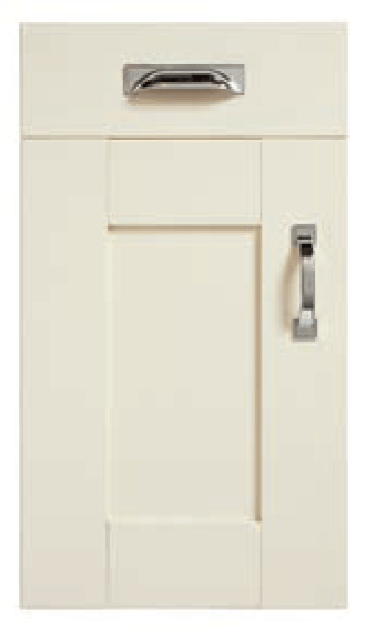 Ivory shaker door from Fenwick range – warm and neutral.