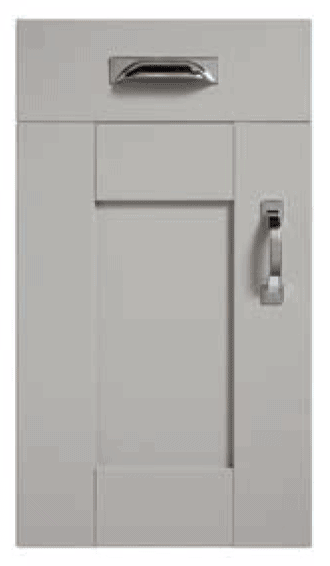 Shaker-style kitchen door in light grey from the Fenwick collection.
