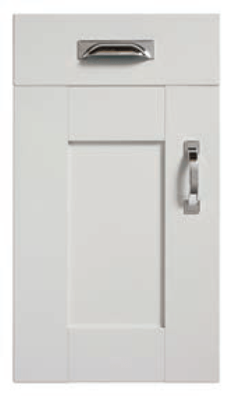 Light-toned white-grey Fenwick door with soft shaker styling.