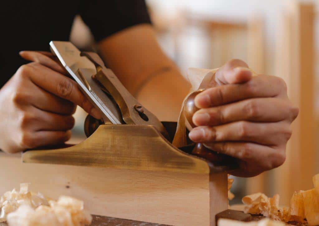 Close-up of precision work during kitchen installation.