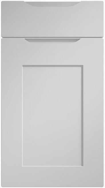Shaker-style kitchen door with beveled edges and a soft white finish.